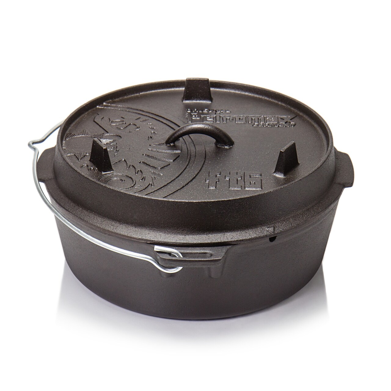 Petromax Cast Iron Dutch Oven for Cooking or Baking Outdoors Over a Campfire or in the Home Kitchen, Pre-Seasoned Cookware Conducts Heat Evenly, Flat Base